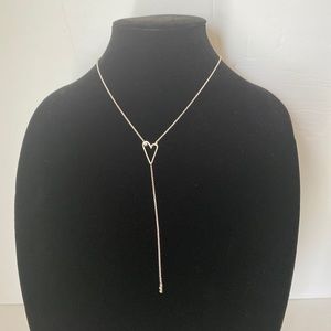 Silver-tone open Heart ❤️ lariat Necklace’18”+2